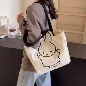 Miffy | Simple Miffy Bunny Cute Creative Cartoon Pattern New Fashion Large Capacity Storage Handheld Portable Single-Shoulder Canvas Bag