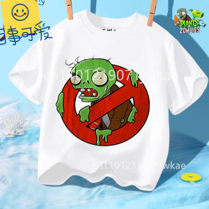 Potdemiel | Summer Crew Neck T Shirt for Boys Girls Casual Daily Wear Plants Vs Zombies Cute Kawaii Cartoon Fashion Street Style 3-12Y