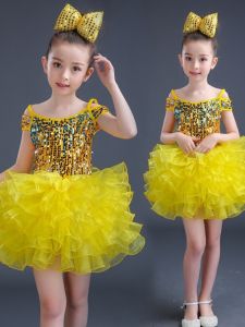 Childrens Costume Womens Pettiskirt Gauze Dress Performance Wear Girl Princess Dress New Years Day Sequin Cheerleading Dance