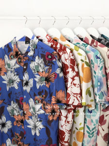 Thailand Retro Hawaii Floral Short Sleeve Shirt Mens Trendy Hong Kong Style Beach Seaside Casual BF Couple Shirt