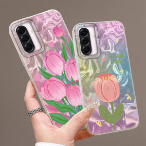 Pink Gradient Tulip Flower Case For Samsung Galaxy A16 A26 A36 A56 A25 A35 A55 A14 A34 A54 S21 S22 S23 S24 S25 Plus FE Ultra Bag