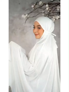 mukena tazbiya premium emboss 2in1 afsha series|mukena silk nikah|mukena putih tazbiya