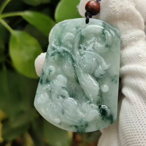 Hydraulic Sovereign Pixiu Talisman - Type A Natura Jadeite Pendant (Sku: pendant416)