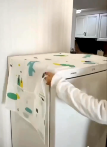 ผ้าคลุมตู้เย็น ที่คลุมตู้เย็น กันน้ำและกันฝุ่น วัสดุ PEVA ผ้าคลุมกันฝุ่นแบบแขวนไมโครเวฟและตู้เย็น