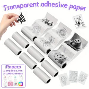 Clear Self-Adhesive Thermal Printer Paper - 57mm Transparent Stickers for Mini Portable Wireless Receipt Printers HD Print