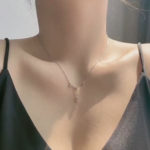 Ganten🍎Kalung Tetesan Air Tersenyum Kalung Wanita Ceruk Kelas Atas Rantai Tulang Selangka Rumbai Trendi COD
