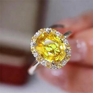 Huitan Women Ring Gold Color Thin Versatile Accessories for Party Daily Inlaid Bright Yellow CZ Fashion Versatile Jewelry Gift
