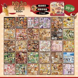 Sách Dán Hình Cắt Khuôn Phong Cách Cổ Điển Nhật Bản Hình Thú Cưng Dễ Thương Trang Trí Bỏ Túi DIY Dành Cho Người Yêu Thích Ẩm Thực Chủ Đề Hàn Quốc Nhật Bản
