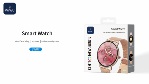 WIWU Smart Watch for Women with 1.32" AMOLED Display Bluetooth Calling with 100+watch fac Heart Rate Sleep Step & Calorie IP68 Waterproof Fitness Smartwatch for Android iOS