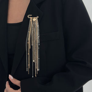 Ingemark | Ingemark New Trendy Mixed Color Metal Tassel Brooches Women Vintage Heart Pendant Suit Collar Pins Clip Daily Wear Jewelry Gift