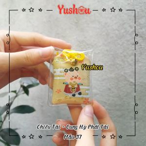 Móc Khóa Yushou Tiền Tài - Mẫu 37 - Cung Hỷ Phát Tài (Kiểu Omamori) Có sẵn