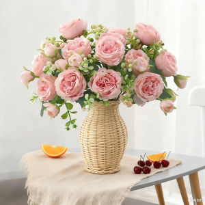 Simulated peony flowers weddings Valentines Day bride holding flowers spring home DIY vases outdoor garden decorations