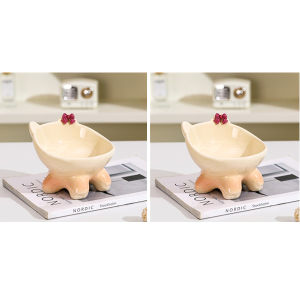 Ceramic Cat Bowl Cute Creative Slanted Mouth Pet Bowl Grain Protection Neck High Foot Small And Medium Size Cats Food Bowl