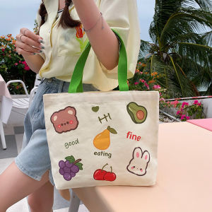 แฟชั่น 2024 ใหม่ผ้าใบกระเป๋าถือผู้หญิงน่ารักอินเทรนด์กระเป๋าสี่เหลี่ยมเล็กซับโพลีเอสเตอร์นุ่มทุกวันแสงปิด