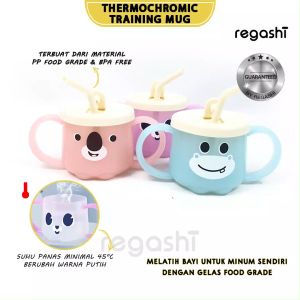 Thermochromic Training Mug | Training Cup And Straw Bayi | Silicone Baby Cup | Gelas Belajar Minum Bayi