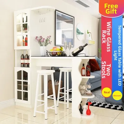 Simplicity European Bar Table Console Cabinet Moveable Wall-leaning Kitchen Partition Wine Cabinet