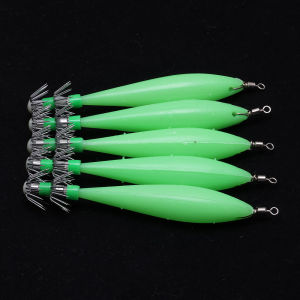Multi-Style Luminous Squid Egi Bait with Glowing Body And Fluorescent Hook Fitting for Offshore Night-Time Squid-Fishing