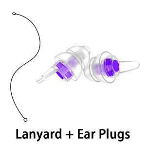 Double Layer Noise Cancelling Ear Plugs with Silicone Lanyard Washable & Reusable for Musicians Motorcycles Sleeping Work