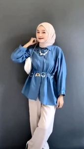 ALYA LINEN SHIRT - Kemeja Oversize Kerut Depan - Kemeja WanitaTerbaru - Kemeja Linen Premium
