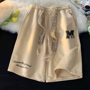 Summer Large Size 300 Pounds Mens Casual Shorts Loose Fit Versatile Trendy Retro Drawstring Five-Quarter Pants Cool Feeling