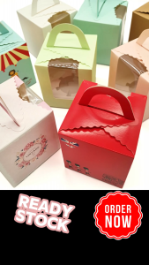 HWx Cupcake and Muffin Packaging Box with Clear Window and Handle Kotak Kek Muffin [Free cupcake inserts]
