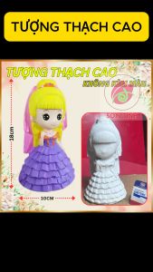 Tượng thạch cao Cô Gái mặc đầm dễ thương M5 công chúa (Không kèm màu) Bé Tô Màu Tô Tượng