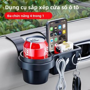 Xe Ô Tô Cốc Điện Thoại Gắn Khay Cửa Phụ Cửa Sổ Có Giá Để Đồ ABS Hình Chữ Nhật Nội Thất Ô Tô Túi Treo Với Thiết Kế Nhẹ