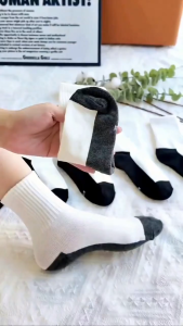 [ANTI-DIRTY SOLE] 5 Pairs White School Socks with Black Bottom Cotton Socks for Kids/Teens COD