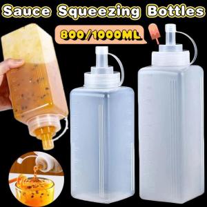 800/1000ml Kitchen Sauce Squeezing Bottles Large Diameter Plastic Seasoning Dispenser Storage Bottle for Ketchup Salad