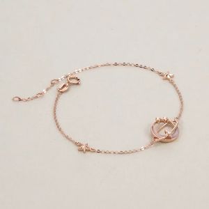 Chow Sang Sang 周生生 Minty Collection 18K Rose Gold Mother of Pearl Moon Stars Bracelet 19cm 93317B
