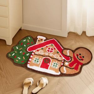 VIKAMA Christmas Welcome Doormat Non-slip Soft Absorbent Bathroom Floor Mat Front Door Living Room Bedroom Carpet Home Decor