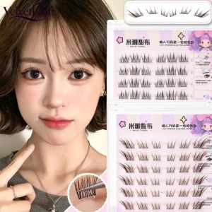 VelvetLash【Local Stock】Popular Black Brown 3D Self-Adhesive Eyelashes Fox Eye Glue-free Cluster Lashes Natural Soft False Eyelashes