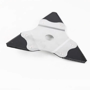 Dual-Sided Thickened Lawn Mower Blade Heat-Treated Serrated Triangular for Dual-Purpose Use 2PCS