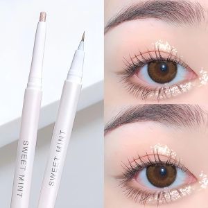 Double Head Lying Silkworm Pen 2-in-1 Brightening Gel Eyeliner Ultrafine Liquid Light Brown Lower Eyelid Shadow Makeup Pencils