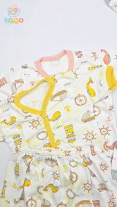 Setelan Baju Kancing Celana Pendek Bayi Print Dino Fiyeli Baby Matching Set Fullprint