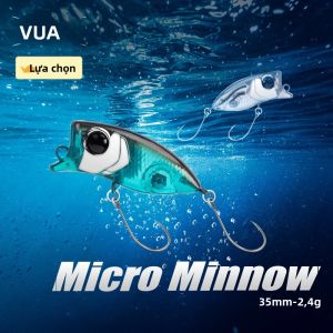 Vương Quốc Micro Minnow Mồi Câu Cá 35 Mm 2.4G Chất Lượng Cao Z-Hành Động Nổi Popper Móc Đơn Topwater Mồi Cho Bass Pike