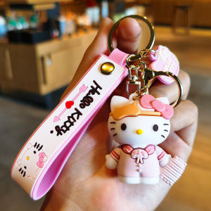 Anime Kawaii Sanrio Hello Kitty Keychain Pendant Holder Key Chain Car Keyring Mobile Hanging Jewelry Kids Toys Gifts