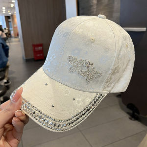 2025 New Butterfly Design Water Diamond Womens Fashion Hat Versatile Face Slimming Summer Travel Sunshade Hat Trendy Baseball Cap