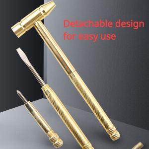 6-in-1 Mini Round Copper Hammer Screwdriver Jewelry Processing Woodworking Multifunctional Screwdriver Hammer Combination Tool