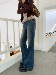 NIHAOKANONG | Quần Jeans Nữ Phong Cách Retro Ôm Dáng Xòe Cổ Điển