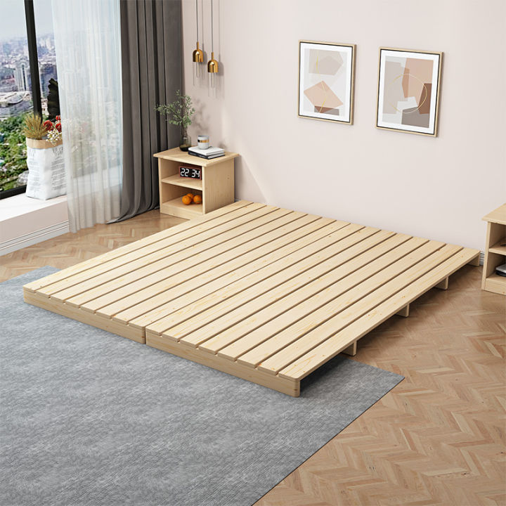 Solid Wood Bed Board Tatami Bed Frame Japanese Style Trundle Bed Modern Minimalist Floor Flat