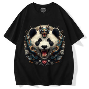 Limited Edition Snake Year Panda Pattern T-Shirt Short Sleeve Casual Style Fashion Brand Mens Cotton Breathable Summer Tee