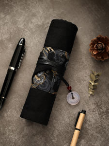 Elegant Ancient Chinese Style Roll up Pen Case High Aesthetic Value Storage for Ballpoint Pens Artistic Curtain Design