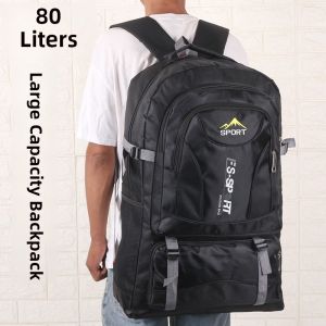 Outdoor 80L Mens Hiking Backpack Large Capacity Sports Dual Shoulder Bag Multi-Pocket Durable School Student Bookbag