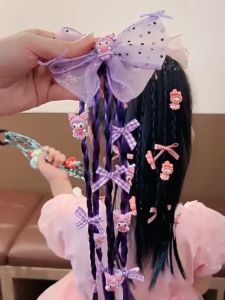 Getah Rambut Budak Gaya Kuromi Tambahan Rambut Palsu Tocang Kuda Boxer Braid Kanak Kanak Perempuan Kuromi Braid Hair Tie Ponytail Extension Girls Kids Fake Hair Rope Boxer Braid Hair Accessory Cute Styling Band 库洛米辫子发圈儿童假发发绳拳击辫马尾头绳女孩绑发饰品高马尾假发编发配件女童造型 H104