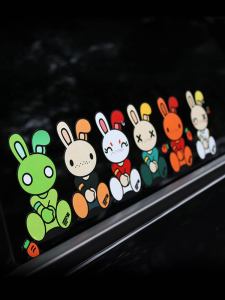 สติ๊กเกอร์ตกแต่งรถยนต์สุนัขจิ้งจอก สติ๊กเกอร์กระจกข้างรถสะท้อนแสง ป้ายกระดูกสันหลังป้องกันรอยขีดข่วน ปีกระต่าย