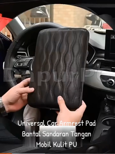 Universal Car Armrest Pad Bantal Sandaran Tangan Mobil Kulit PU