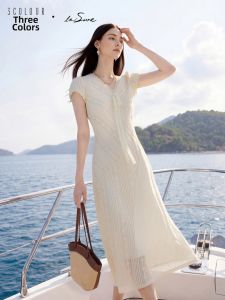 3COLOUR·S | Summer New Lace V-neck Long Dress