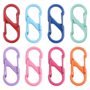 Multi Color Painted 8 Shaped S Buckle Alloy Peach Heart Shape Metal Spring Clasp Hooks Carabiner Key Ring Connectors For DIY Keychain Jewelry Making Accessories