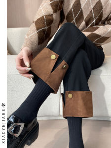 Womens Straight Leg High Waist Jeans High Waist Nine Points Black Denim Pants Splicing Slit Spring Summer Casual Fashion